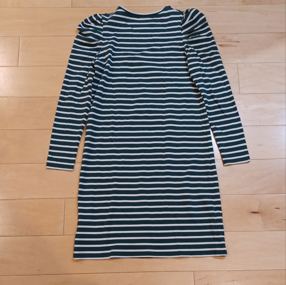 NWOT Boden Imogen Breton Green Striped Knee Length Puff Sleeve Dress - Picture 5 of 7
